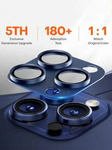 Protector de lente de cámara de aleación de aluminio y cristal de zafiro, compatible con Apple 16 Pro Max/16 Pro/15 Pro Max/15 Pro/14 Pro Max/14 Pro - Regalo de metal con titanio azul para cumpleaños, familia y amigos. Aleación de metal con vidrio templado de cobertura completa, protector de lente, accesorios para teléfono
