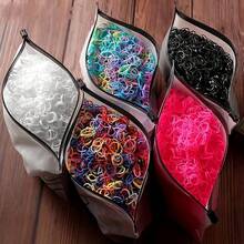 1000 piezas Mini lazos de pelo desechables de nylon de colores con bolsa de almacenamiento, set de accesorios de pelo elásticos para mujer