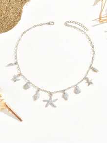 1 pieza Collar colgante con concha y caracol de estilo playa creativo, versátil para uso diario y vacaciones de verano