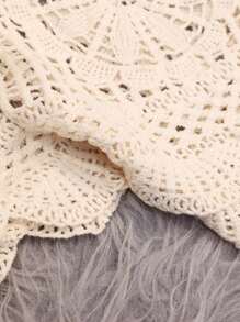 JIANHU Boho Crochet Hollow Knit Blouse – Spring Fall Lightweight Sweater Top, Vintage Loose Fit Pullover For Layered Casual Outfits