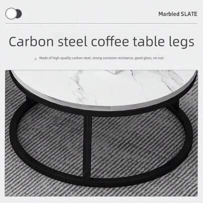 Nordiskt modernt runt soffbord i sten - lätt, perfekt för små vardagsrum