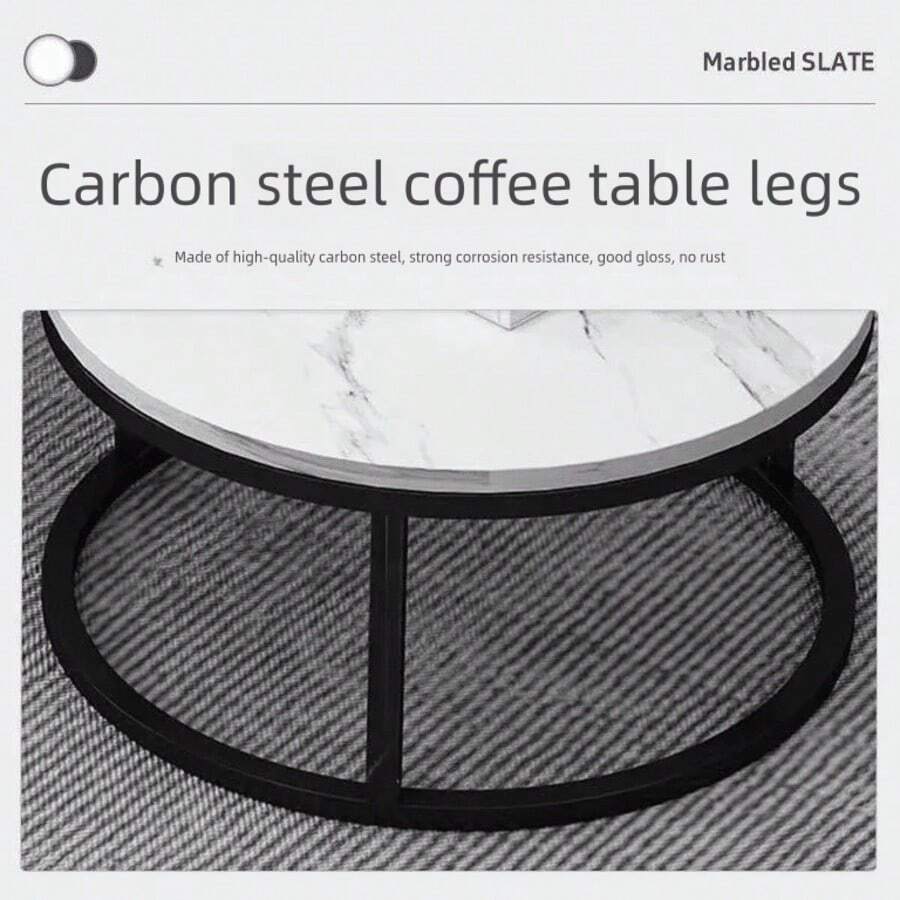 Nordic Modern Round Stone Coffee Table - Lightweight, Perfect For Small Living Rooms