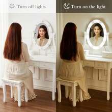 Vanity Desk With Lights, Vanity Mirror With Lights Desk And Chair, Vanity With LED Lights, Corner Vanity Desk With Lights, White - 1 - View 3