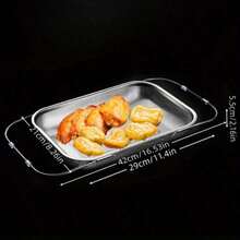 Thick Stainless Steel Expandable Drain Basket, One-Piece Punched Sink Strainer Rack, Multi-Use Drainboard For Kitchen, Washing Fruits, Draining Oil, Baking, Rice Washing - Silver - View 10