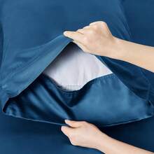Bedsure Queen Sheet Set, Cooling Sheets For Queen Size Bed Set, Rayon Derived From Bamboo, Breathable & Soft Deep Pocket Up To 16 Inches, Hotel Luxury Silky Bedding, Bedsheet & Pillowcases, Dark Grey - 06 - 孔雀藍 - 查看 5