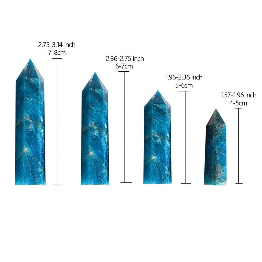 1pc Natural Healing Crystal Blue Apatite Single Point Wand Reiki Polished Gemstone Hexagonal Obelisk Column Home Desk Decoration - Blue Phosphorus Gray Single Pointed Column - View 1