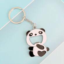 1个创意卡通熊猫造型开瓶器金属钥匙扣挂件汽车饰品包包挂饰可爱哥特风Y2K包挂绳带证件夹汽车饰品包包挂饰圣诞礼物汽车饰品老师朋友姐妹礼物创意