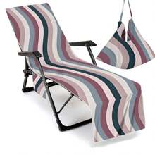 1pc Striped Super Fine Fiber Beach Chair Cover, Water Absorbent Beach Chair Tote Bag, Casual Vacation Sunbed Lounger Cover For Beach, Garden, HotelTravel Essentials Travel Accessories Beach Essentials
