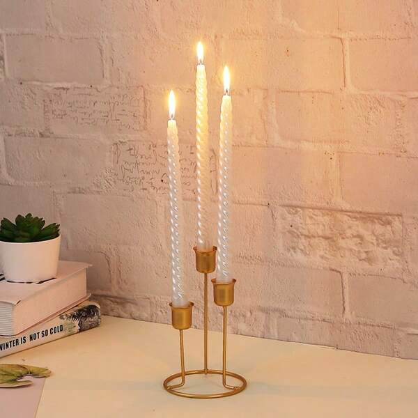1pc Elegant Gold Metal Candle Holder, Vintage Luxurious Romantic Dining Table Candlelight Decor, Tall Candle Stand, Suitable For Romantic Dinner And Special Occasions - Great For Wedding, Birthday, Halloween - No Electricity Needed, Candle Stand Decor (Candles Not Included)