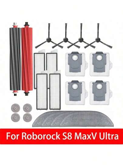 Zubehör-Set für Roborock S8 MaxV Ultra, S8 Max Ultra, G20S Saugroboter, Ersatzteile wie Hauptbürsten, Wischbezüge, HEPA-Filter, Staubbeutel und weiteres Zubehör