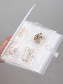 ‌Frosted Transparent Jewelry Organizer Book With 20 Sealed Anti-Tarnish Bags & 160 Grids - Dustproof Travel Storage For Rings/Earrings/Necklaces, Women's Compact Jewelry Gift Box (Portable & Visible Design) For Women Storage Organizer Travel Essentials Back To School Dormitory Storage