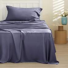Bedsure Queen Sheet Set, Cooling Sheets For Queen Size Bed Set, Rayon Derived From Bamboo, Breathable & Soft Deep Pocket Up To 16 Inches, Hotel Luxury Silky Bedding, Bedsheet & Pillowcases, Dark Grey - 01 - 深灰色 - 查看 3