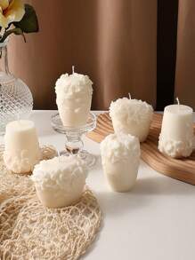 Valentine's Day Nordic Style Art Aroma Candle, Home Decor Creative Scented Candle Gifts, Rattan Flower Peony Shaped, White Cylinder Candle Suitable For Valentine's Day/Daily/Gift/Wedding/Housewarming/Picnic/Party/Dining Table