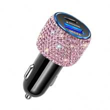 1 pièce Chargeur de voiture 2-en-1/8-en-1 avec strass, câble de charge 3-en-1 avec strass, charge rapide, Type C, USB, adaptateur de voiture, compatible avec Apple, téléphone, caméra de tableau de bord, iPad, GPS, cadeau pour les vacances/anniversaire