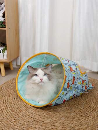1 件猫玩具纸隧道，自玩玩具，可折叠室内猫隧道，适合狗、兔子、猫、豚鼠