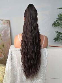 Claw Ponytail Extension Hair Brown Color 32 Inch Long Water Wave Heat Resistant Fiber Synthetic Ponytail Hairpiece For Girl Women Daily Used