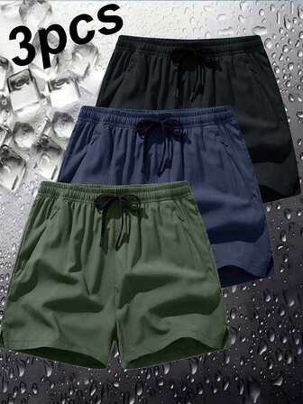 3件装男士沙滩度假运动短裤，夏季时尚及膝短裤