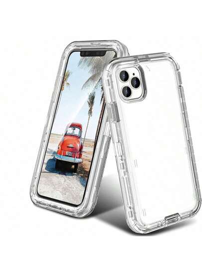 Funda de teléfono transparente resistente de 3 en 1, [protección contra caídas de 10 pies de grado militar], funda de teléfono transparente a prueba de golpes y caídas de material mixto TPU+PC compatible con iPhone Xs Max-iPhone16promax y Galaxy S21Ultra-S25Ulrta