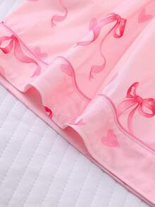 Conjunto de pijama de 2 piezas para mujer con estampado de sombrero, bota y lazo, que incluye top de manga corta con cuello y pantalones cortos de cintura elástica holgada, ropa casual de casa/dormir para todas las estaciones - Rosa - Ver 7