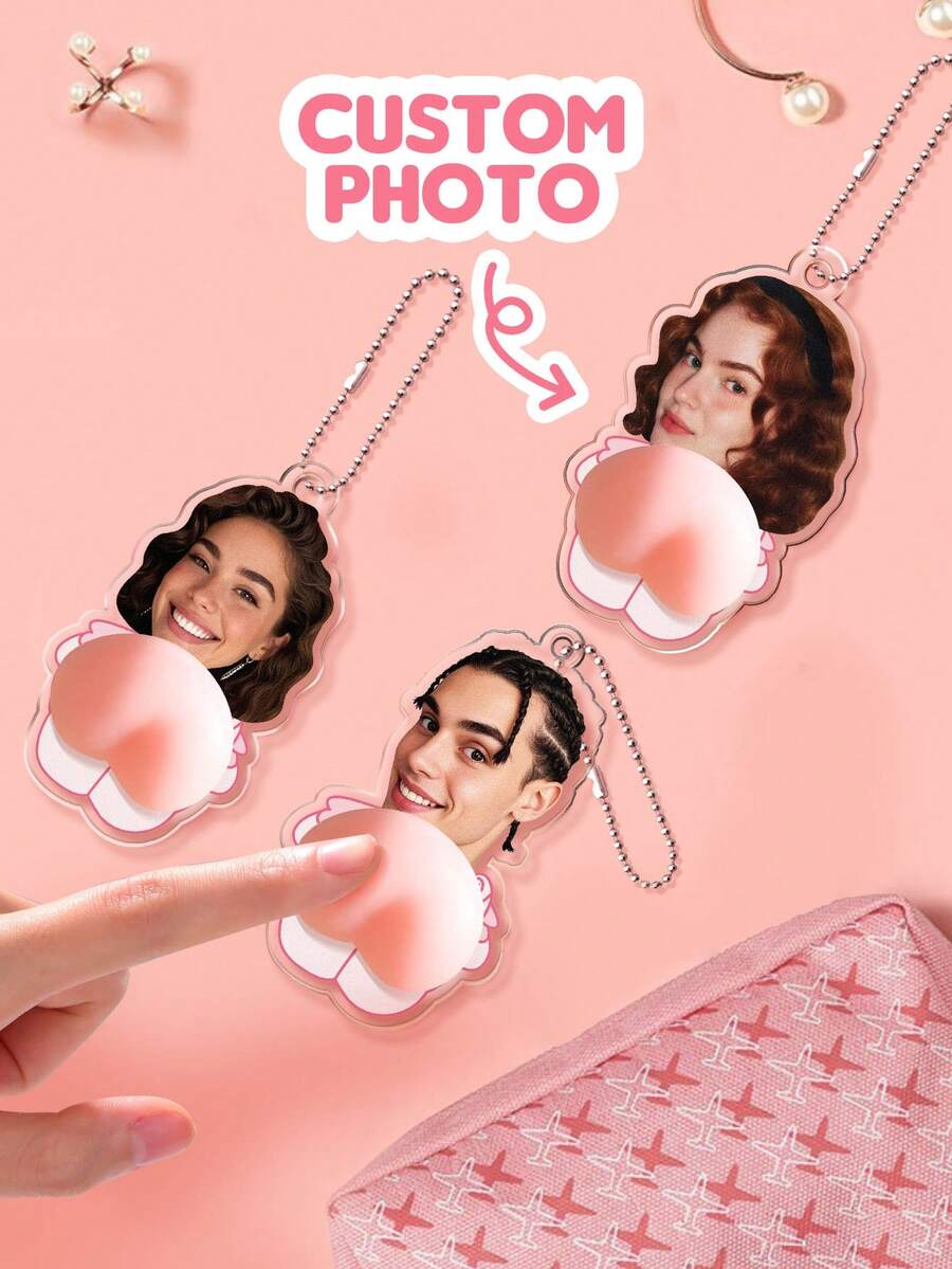 1 pièce Porte-clés personnalisé et intéressant, Porte-clés photo personnalisé, Porte-clés à clip personnalisé, Outil de fermeture éclair, Porte-clés cadeau personnalisé pour couple, Vacances, Anniversaire, Saint-Valentin, Porte-clés personnalisé, Style de dessin animé coloré et mignon, Unisexe décontracté, Style des années 2000, Cadeau pour la fête des mères, Cadeau personnalisé