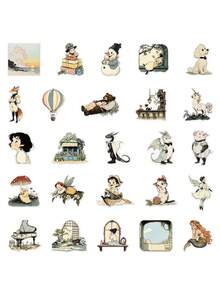 50 miếng dán truyện tranh nhiều màu sắc cổ điển hình thú cưng miếng dán trong suốt máy tính xách tay sổ lưu niệm máy tính để bàn trang trí phòng miếng dán sáng tạo tự làm, đồ dùng học tập, trở lại trường - Nhiều màu - Xem 7