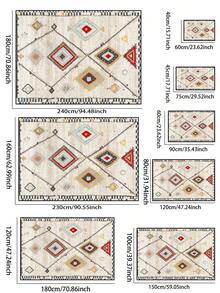 1pc Vintage Printed Area Carpet, Retro Style, Washable Plush Polyester Rectangular Textured Details, Soft Non-Pilling, Absorbent, Non-Slip, Easy Care Rugs Suitable For Living Room, Bedroom, Kitchen, Nursery, Office, Party, Birthday, All Seasons