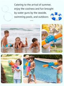 1 件加特林水枪玩具，1200ml/700ml 水箱，拉出式设计，夏季户外海滩和泳池水战，节日礼物 - 彩色 - 查看 4