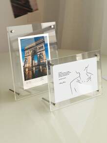 Marco de fotos de acrílico transparente de cristal elegante de 6 pulgadas - Soporte de exhibición transparente y elegante con acentos metálicos para postales, fotos y obras de arte - Decoración perfecta para el escritorio, la oficina