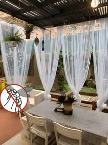 4/2/1 pieza Cortinas de mosquitero de tul blanco para uso en exteriores, cortinas de tul traslúcido con bolsillos para varilla, transpirables y de altura ajustable, aptas para gazebos, patios, cabañas, jardines, porches, pasillos y balcones