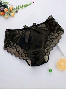 Sexy Lingerie Internet Celebrity New Fashion Sexy Underwear Shorts Soft Lace Triangle Pants Women's Underwear Bow Sexy Transparent Underwear Handmade Three-Dimensional Bow Decoration Waist