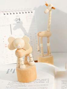 1pc Wooden Animal Decor For Baby Room, Daycare Desktop Decoration, Cartoon Craft Diy Baby Shower Family Decorations Gifts