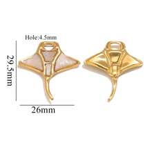 1 Pieces Casual 304 Stainless Steel Plated 18k Gold White And Colorful Ocean Series Pendants, Suitable For DIY Necklaces And Earrings Handmade Accessories Suitable For Daily Wear