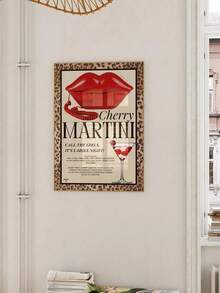 1 pieza Impresiones retro de estilo femenino, arte de pared de leopardo rojo de la galería de los 70, arte de pared de estampado de guepardo de moda, impresiones de decoración de carrito de bar, pósteres de lienzo de bolas de la suerte vintage, para dormitorio, apartamento, dormitorio, sala de estar, decoración del hogar moderna, decoración de verano, sin marco - Multicolor - Ver 18