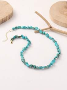 1 colar elegante com contas de pedra natural em formato irregular, adequado para uso diário, festas e férias. Pequenas diferenças na cor, tamanho e formato da pedra natural são normais.