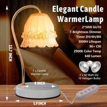 GEEZO Fragrance Candle Warmer Lamp,Electric Candle Warmer With Timer & Dimmer,Mom Christmas Birthday Gifts For Women, House Warming Gifts New Home Bedroom Decor - 銀色 - 查看 3