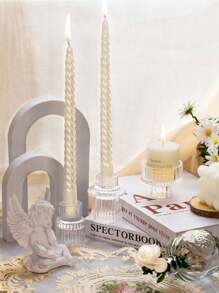 1PC/3pcs/4pcs Vertical Artificial Transparent Glass Four Season Universal Candle Holder Decoration, White Aromatherapy Candle Cup, Suitable For Outdoor Courtyard Decoration, Office Desktop Decoration, Aromatherapy Candle Cup, Room Atmosphere, Wedding, Family Gathering, Party, Confession And Dining Table Decoration, Family Candlelight Dinner Props, And Romantic Atmosphere Decoration All Year Round
