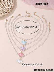 4pcs/Set Girls Resin Butterfly & Pearl Necklace Set - Multicolor - View 8