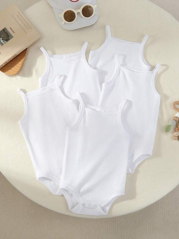5 peças/conjunto macacão de bebê fofo branco infantil/bebê menina suspensórios bodysuits