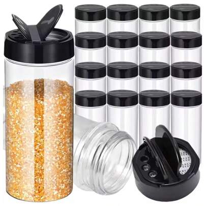 1/5/10 PCS Transparent Plastic Spice Dispenser Shakers, Dual Flip Butterfly Lids Salt And Pepper Shakers, Glass Spice Jars, Seasoning Containers For Home Kitchen Powder Storage, Suitable For Home, BBQ, Wedding, Car, Camping, RV, Beach Holiday