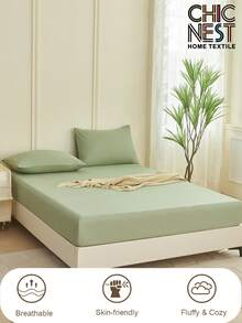 Bộ ga trải giường màu xanh lá cây trơn 2/3 món (1 ga trải giường + 2 vỏ gối), tấm bảo vệ nệm, mềm mại và thoáng khí, phù hợp với giường cỡ Twin, Full, Queen, King - Độ dày ga trải giường lên đến 11,8 inch, đồ dùng gia đình. - Màu xanh Bạc hà - Xem 2