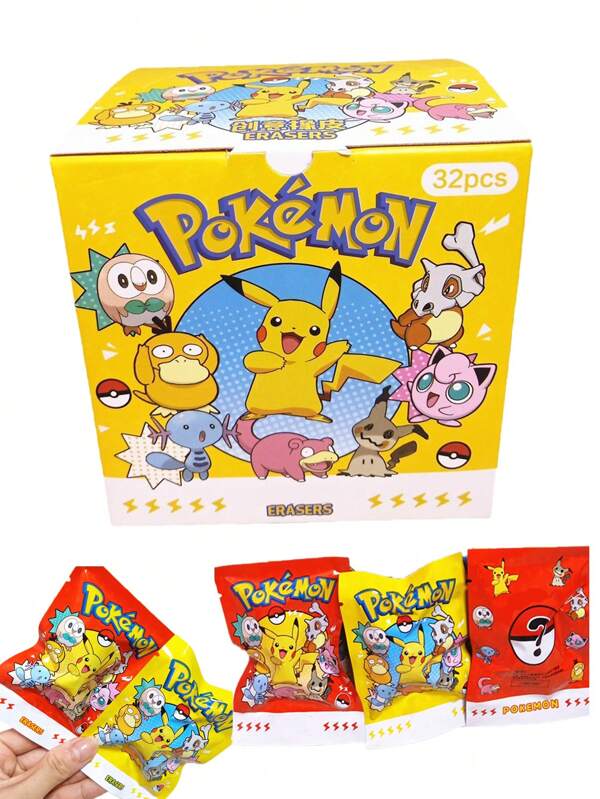 pokemon 1/5/32pcs Pokemon Eraser Ornaments Blind Box - Cute Cartoon Characters, Can Erase Pencil Marks, Can Also Be Used As Ornaments, Features - Ideal Gift For Giving, Summer Must-Have, Suitable For Giving Or Using At Summer Parties, Birthday Parties, Christmas, Halloween, Thanksgiving Parties,Valentine's Day, Couple