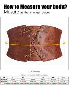 1pc Women's Brown Lace Waist Elastic Waistband, Sexy Corset Waist Cincher Suitable For Halloween Party, Commute, Gathering, Street Style - Brown - View 7