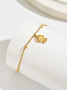 1件夏季新款海洋元素鱼形不锈钢女士手链，适合夏季日常佩戴 - 珠珠小胖魚手鍊 - 查看 2