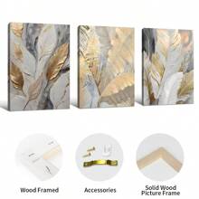 Juego de 3 pinturas y pósteres en lienzo, láminas botánicas doradas de lujo ligero para decoración del hogar, arte de pared, decoración de habitaciones, murales, impresión HD, regalos para vacaciones, sala de estar, dormitorio, comedor, decoración de oficina