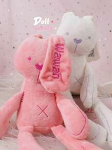 [Custom Embroidery] 1pc Personalized Embroidered Rabbit, Customized Gift Embroidered Rabbit Doll Christmas Gift Decorations Fashionable Rabbit, Customized Household Items, Ideal Gift, Rabbit Plush Doll With Customized Text, Customized Gift For Family/Friends, Impressive Birthday/Valentine's Day Gift