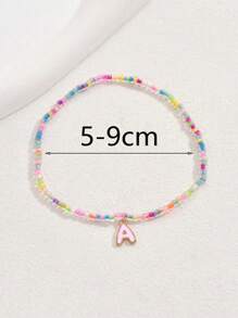 1 buc brățară minimalistă la modă, colorată, cu mărgele elastice, alfabet, potrivită pentru purtare zilnică, adorabilă brățară cu pandantiv multicolor cu 26 de litere, cel mai bun cadou pentru prieteni și iubite