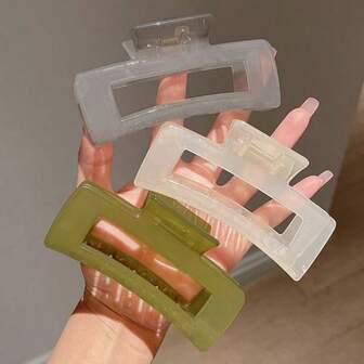 3 件方形亚克力发夹，优雅别致的果冻色马尾辫发夹夏季发夹发夹发夹