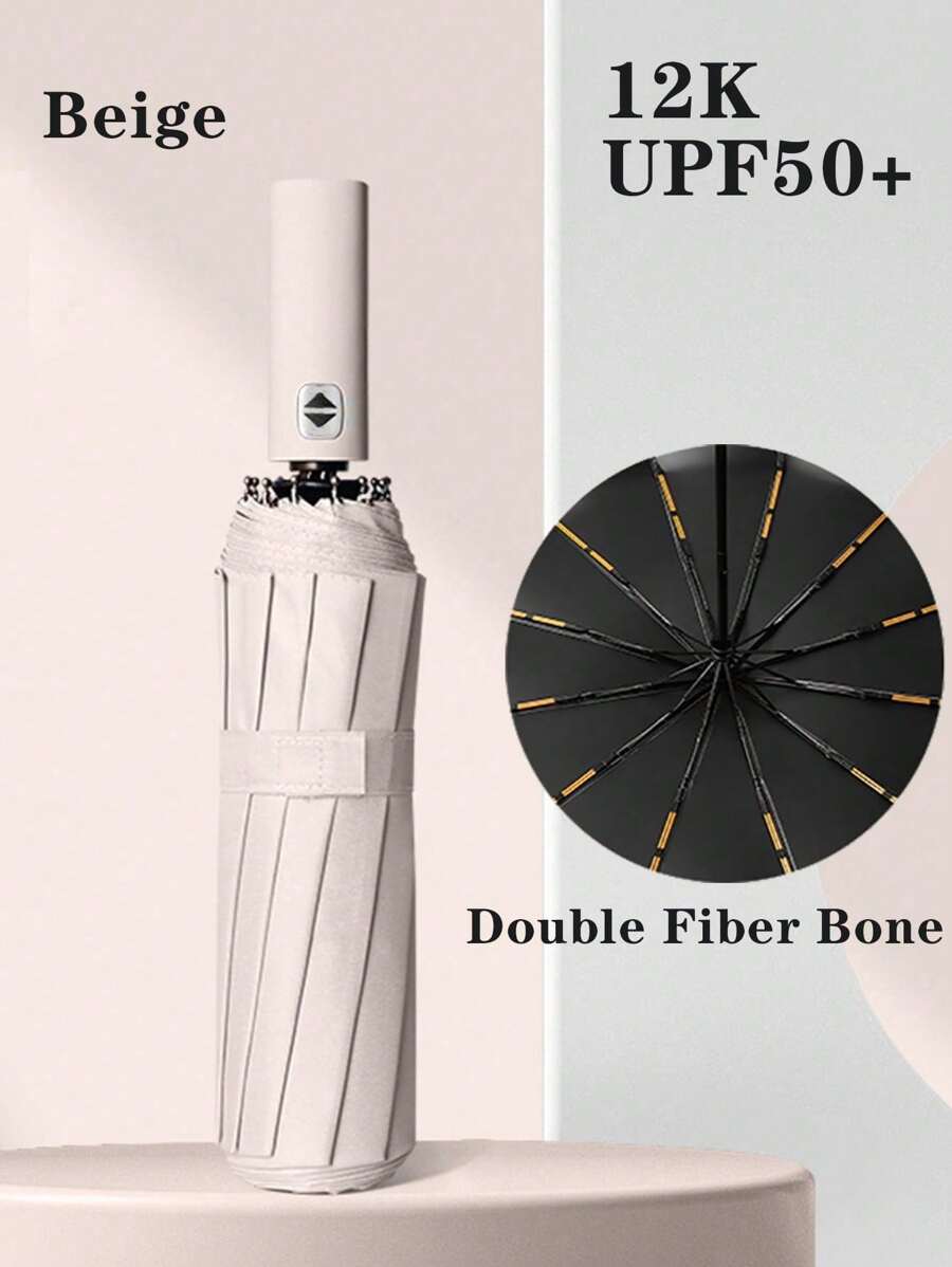 Windproof & UV-Blocking Foldable Dual-Use Automatic 3-Fold Umbrella, Suitable For Advertising Summer Cooling,Beach,Travel