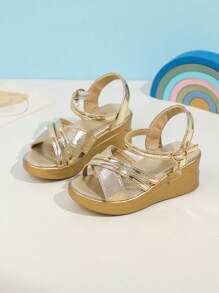 1 Pair Summer Wedge Sandals, Fashionable Soft Bottom Outdoor Open Toe Strap Non-Slip Thick Sole Versatile Sandals