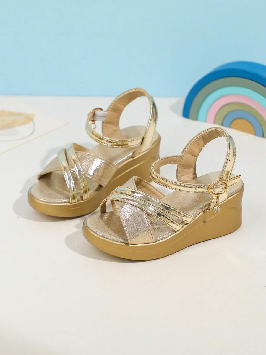 1 Pair Summer Wedge Sandals, Fashionable Soft Bottom Outdoor Open Toe Strap Non-Slip Thick Sole Versatile Sandals